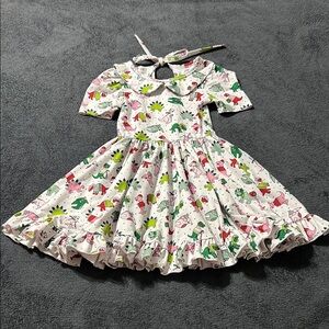 Girlhood Christmas holiday dress festive dinosaurs pockets toddler girl’s size 4